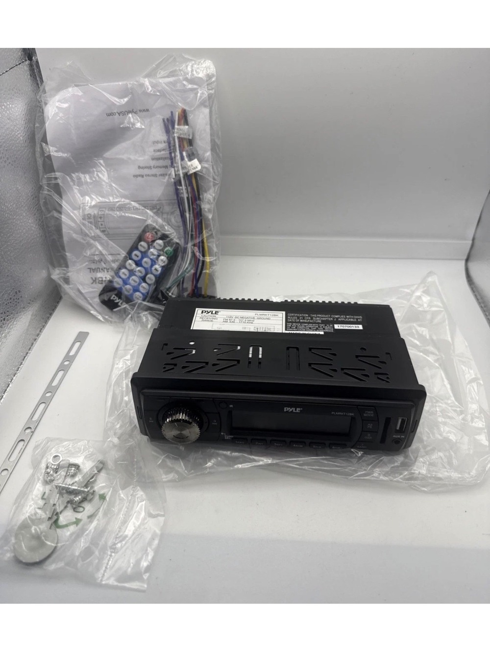 Pyle PLMRKT128K Car Stereo Receiver with Remote and Accessories